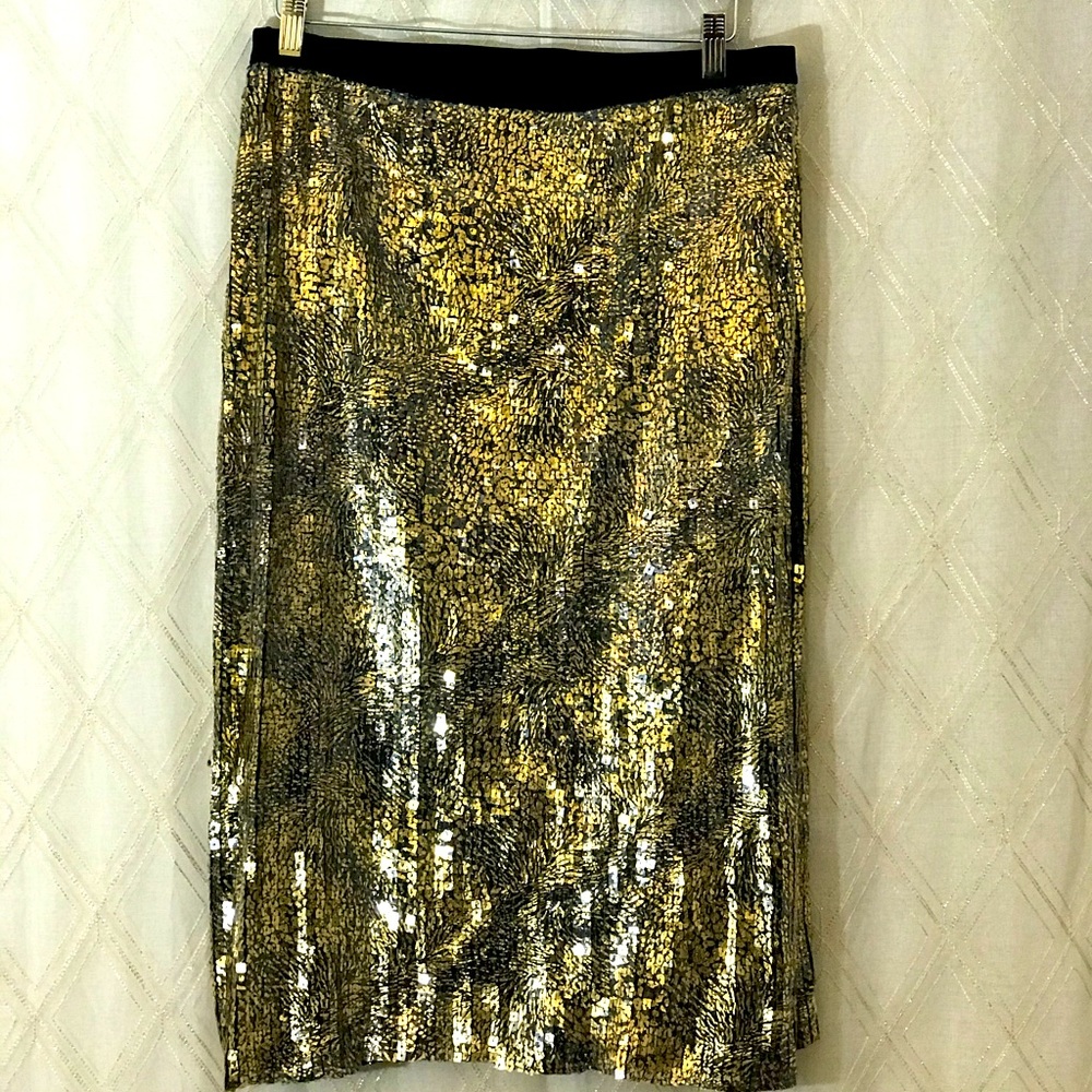 Gold and black sequin skirt